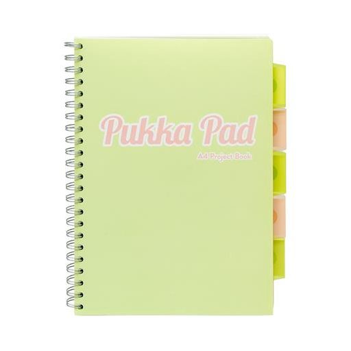 Spirálfüzet, A4, vonalas, 100 lap, PUKKA PAD "Pastel project book", vegyes szín