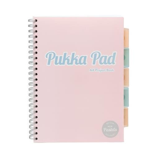 Spirálfüzet, A4, vonalas, 100 lap, PUKKA PAD "Pastel project book", vegyes szín