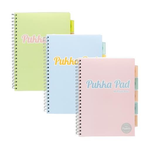 Spirálfüzet, A4, vonalas, 100 lap, PUKKA PAD "Pastel project book", vegyes szín
