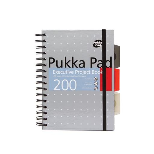 Spirálfüzet, A5, vonalas, 100 lap, PUKKA PAD "Metallic Project Book", vegyes szín