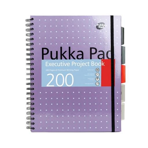 Spirálfüzet, A4+, vonalas, 100 lap, PUKKA PAD "Metallic Project Book", vegyes szín