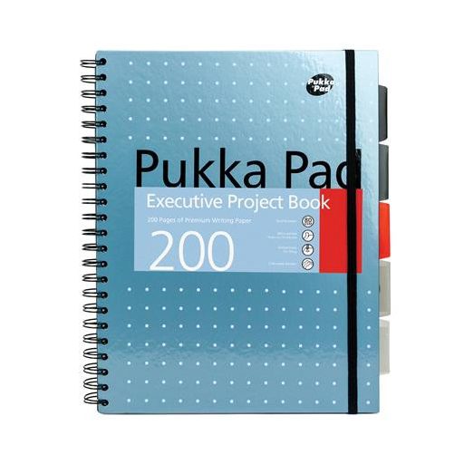 Spirálfüzet, A4+, vonalas, 100 lap, PUKKA PAD "Metallic Project Book", vegyes szín