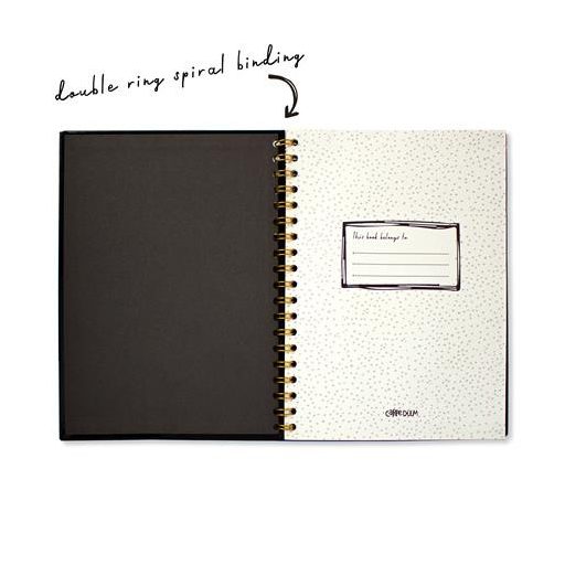 Spirálfüzet, B5, vonalas, 80 lap, FSC, PUKKA PAD "Carpe Diem", fekete