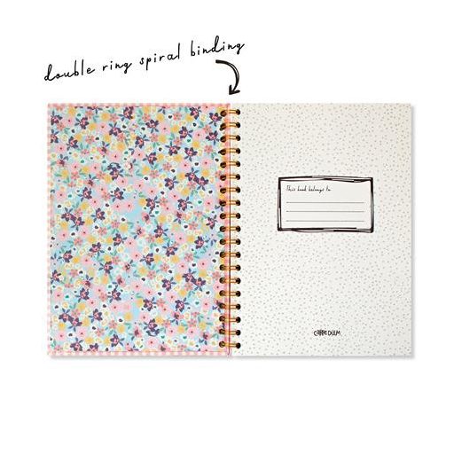 Spirálfüzet, B5, vonalas, 80 lap, FSC, PUKKA PAD "Carpe Diem", rózsaszín kockás