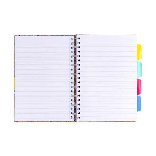 Spirálfüzet, B5, vonalas, elválasztóval, 100 lap, PUKKA PADS "Planet Cork Project Book", parafa