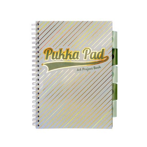 Spirálfüzet, A4, vonalas, elválasztóval, 100 lap, PUKKA PAD "Haze Project Book", vegyes szín