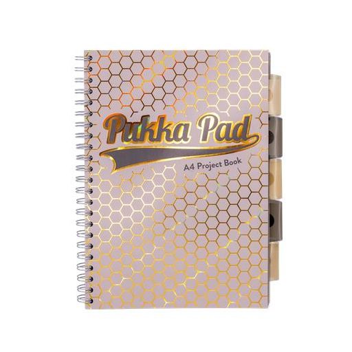 Spirálfüzet, A4, vonalas, elválasztóval, 100 lap, PUKKA PAD "Haze Project Book", vegyes szín