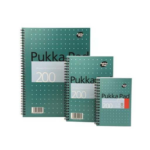 Spirálfüzet, A6, vonalas, 100 lap, PUKKA PAD, "Metallic Jotta"