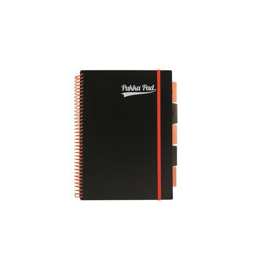Spirálfüzet, A4, vonalas, 100 lap, PUKKA PAD, "Neon black project book"