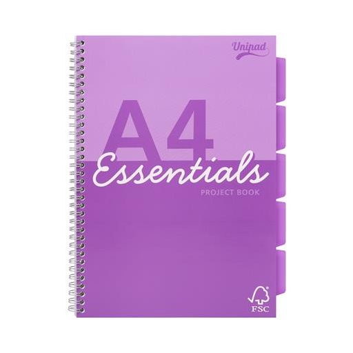 Spirálfüzet, A4, vonalas, 100 lap, PUKKA PAD "Unipad Essentials Project Book", vegyes