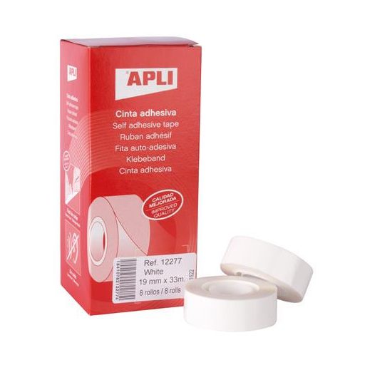 Ragasztószalag, 19 mm x 33 m, APLI, fehér