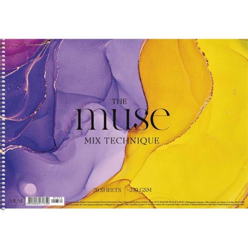 Vázlatfüzet, spirál, A4, 240 g, 20 lap, SHKOLYARYK "Mix Technique Muse"