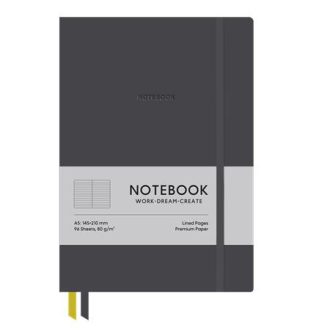   Jegyzetfüzet, A5, vonalas, 96 lap, keményfedeles, műbőr borító, SHKOLYARYK "Genius", sötétszürke
