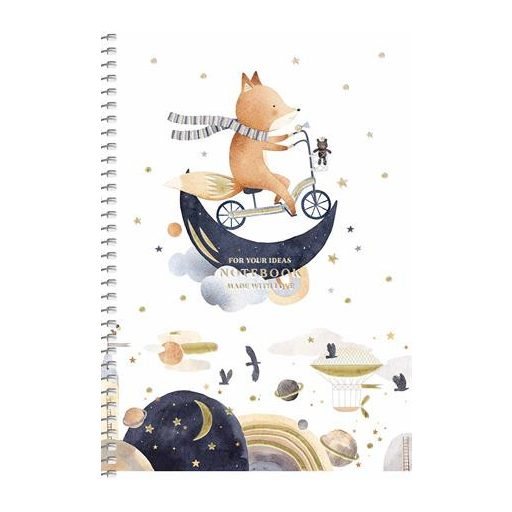 Spirálfüzet, A5, kockás, 80 lap, SHKOLYARYK, "Made with love", vegyes