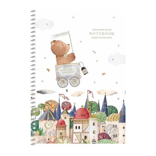 Spirálfüzet, A5, kockás, 80 lap, SHKOLYARYK, "Made with love", vegyes