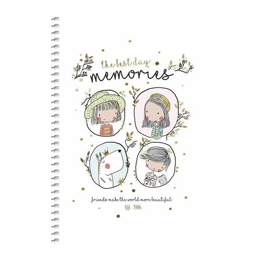 Spirálfüzet, A5, kockás, 80 lap, SHKOLYARYK, "Made with love", vegyes