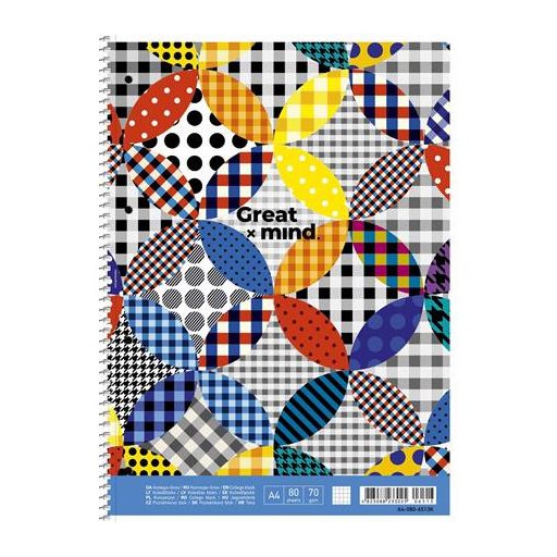 Spirálfüzet, A4+, kockás, 80 lap, SHKOLYARYK "Great Mind", vegyes