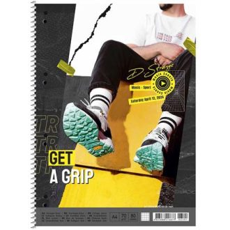   Spirálfüzet, A4+, kockás, 80 lap, SHKOLYARYK "Get a grip", vegyes