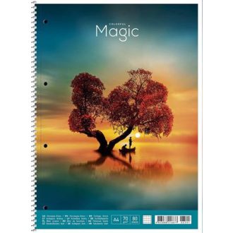   Spirálfüzet, A4+, vonalas, 80 lap, SHKOLYARYK "Colourful magic", vegyes