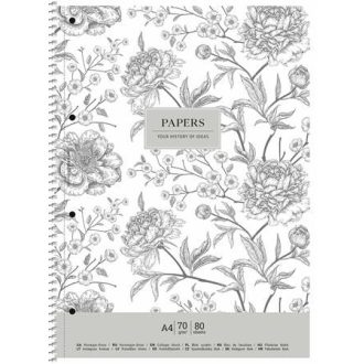   Spirálfüzet, A4+, kockás, 80 lap, SHKOLYARYK "Vintage flowers", vegyes