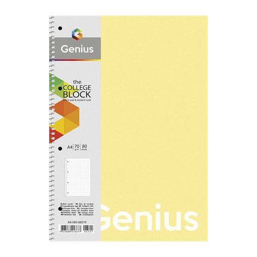 Spirálfüzet, A4, vonalas, 80 lap, PP borító, SHKOLYARYK "Genius Pastel", vegyes