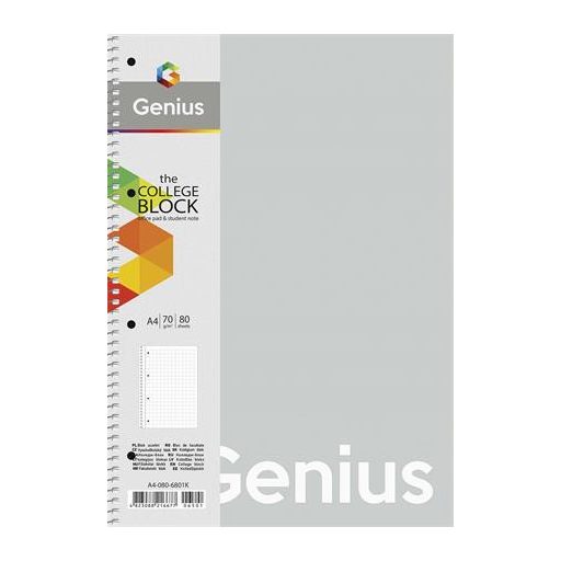 Spirálfüzet, A4, vonalas, 80 lap, PP borító, SHKOLYARYK "Genius Pastel", vegyes