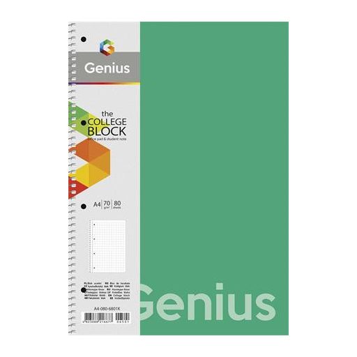 Spirálfüzet, A4, kockás, 80 lap, PP bortító, SHKOLYARYK "Genius", vegyes