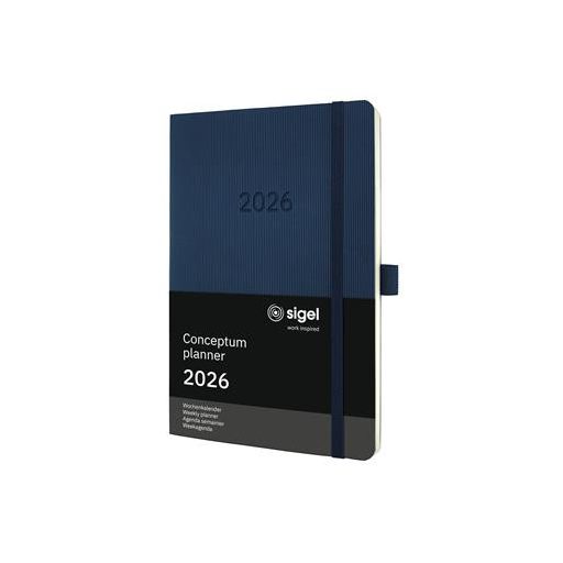Naptár, A5, heti, 2026, puha borító, SIGEL "Conceptum", éjkék