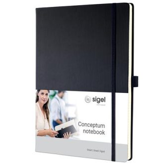   Jegyzetfüzet, exkluzív, A4, vonalas, 97 lap, keményfedeles, SIGEL "Conceptum", fekete