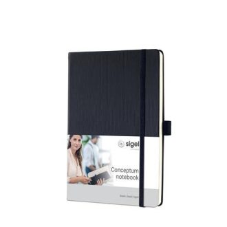   Jegyzetfüzet, exkluzív, A5, vonalas, 97 lap, keményfedeles, SIGEL "Conceptum", fekete