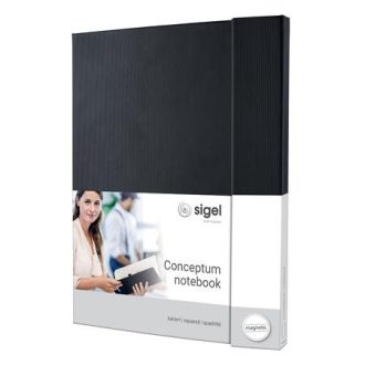   Jegyzetfüzet, exkluzív, A4+, kockás, 97 lap, mágneses záródású, keményfedeles, SIGEL "Conceptum", fekete