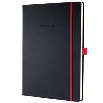  Jegyzetfüzet, exkluzív, A4, vonalas, 97 lap, keményfedeles, SIGEL "Conceptum Red Edition", fekete-piros