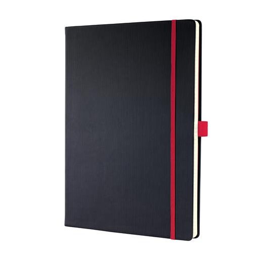 Jegyzetfüzet, exkluzív, A4, vonalas, 97 lap, keményfedeles, SIGEL "Conceptum Red Edition", fekete-piros
