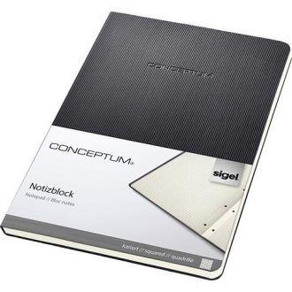   Füzet, exkluzív, A5, kockás, 60 lap, keményfedeles, SIGEL "Conceptum", fekete