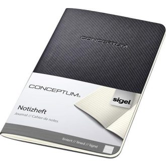   Füzet, exkluzív, A6, vonalas, 32 lap, puhafedeles, SIGEL "Conceptum", fekete