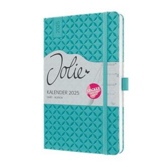   Naptár, A5, heti, 2025, kemény borító, SIGEL "Jolie", aqua zöld