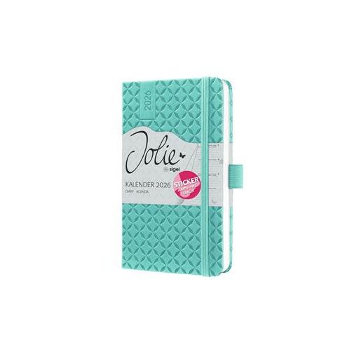Naptár, A6, heti, 2026, kemény borító, SIGEL "Jolie", aqua zöld