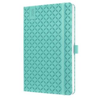   Naptár, A5, heti, 2026, kemény borító, SIGEL "Jolie", aqua zöld