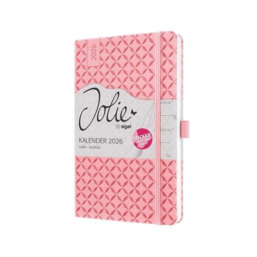 Naptár, A5, heti, 2026, kemény borító, SIGEL "Jolie", rózsaszín