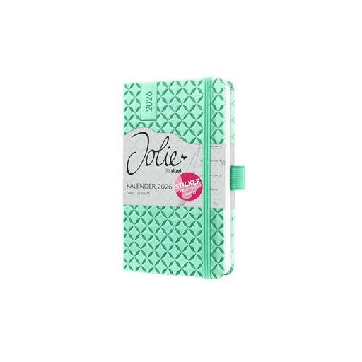 Naptár, A5, heti, 2026, kemény borító, SIGEL "Jolie", menta zöld
