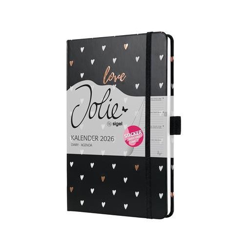 Naptár, A5, heti, 2026, kemény borító, SIGEL "Jolie", Dark love