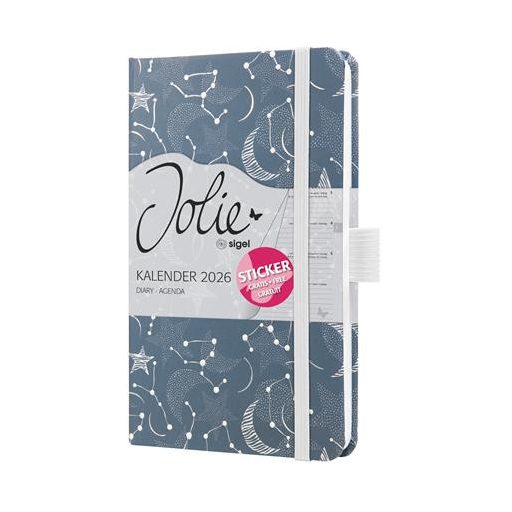 Naptár, A6, heti, 2026, kemény borító, SIGEL "Jolie", Cosmic Fantasy Blue