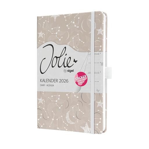 Naptár, A5, heti, 2026, kemény borító, SIGEL "Jolie", Cosmic Fantasy Beige