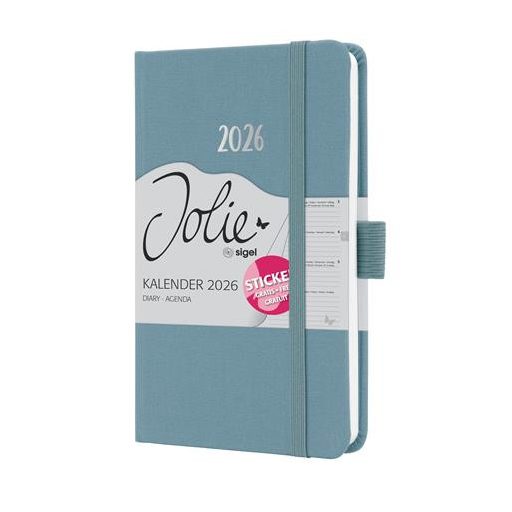 Naptár, A6, heti, 2026, dombornyomott borító, SIGEL "Jolie", kobalt kék