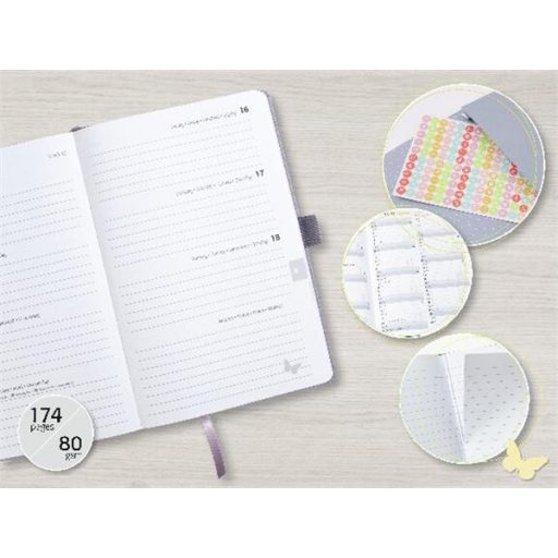 Naptár, A6, heti, 2026, dombornyomott borító, SIGEL "Jolie", kobalt kék