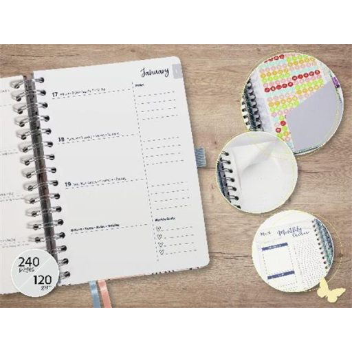 Naptár, spirál, A5, heti, 2026, kemény borító, SIGEL "Jolie", Rose Inspiration