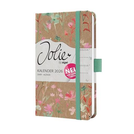Naptár, A6, heti, 2026, kemény borító, SIGEL "Jolie", Green Floral Serenity