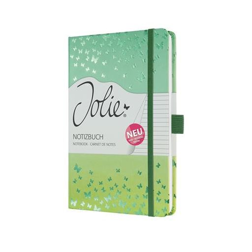 Jegyzetfüzet, exkluzív, 135x203 mm, vonalas, 87 lap, keményfedeles, SIGEL "Jolie" Butterfly Confetti, lime