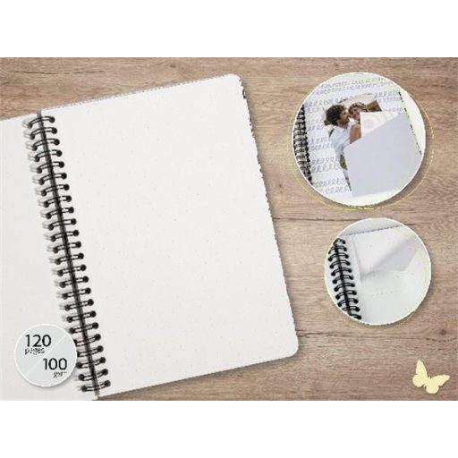 Spirálfüzet, 162x215 mm, pontrácsos, 60 lap, keményfedeles, SIGEL "Jolie Ginko Harmony"