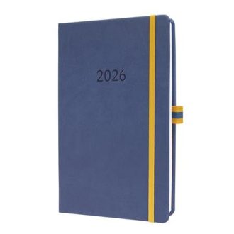   Naptár, A5, heti, 2026, kemény borító, SIGEL "Linescape", kék-sárga